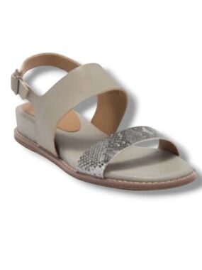 Susina Women's Marah Lea Gray Leather Snake Skin Sandals